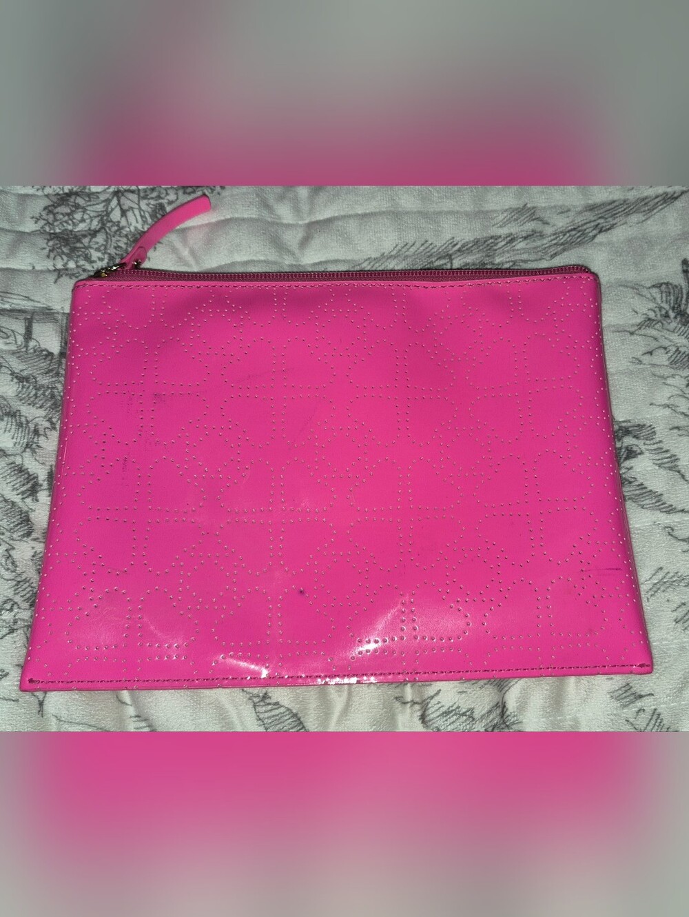 kate spade Bright Pink Perforated Patent Clutch - Picture 2 of 3